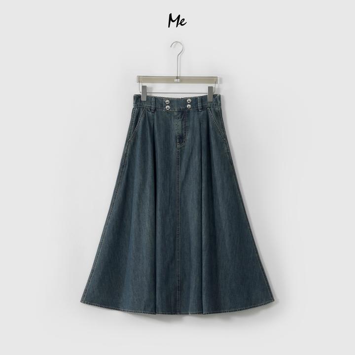 ME【原牛伞裙】棉混纺冰柔感高腰显瘦百搭时尚牛仔半身裙MESS5187