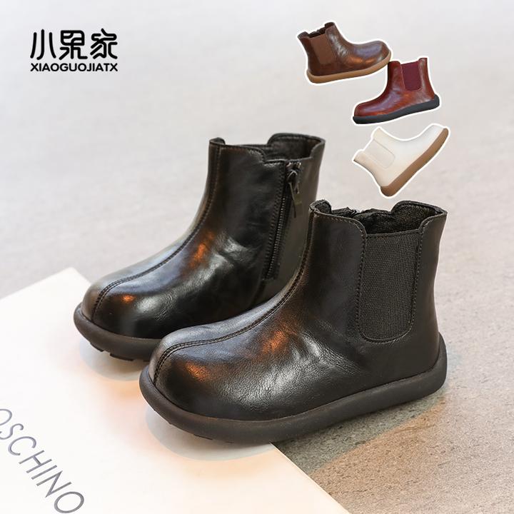 女童靴子2025新款秋儿童马丁靴女宝宝童靴短靴红色秋季小女孩鞋子