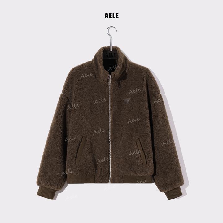 AELE秋冬厚款长袖拉链保暖立领 加厚羊羔绒短外套 R855 3750 AD