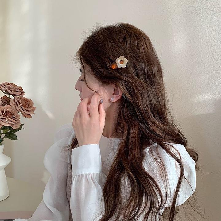 新款亚克力花朵发夹小号刘海边夹原创设计日韩风格女饰合边夹非