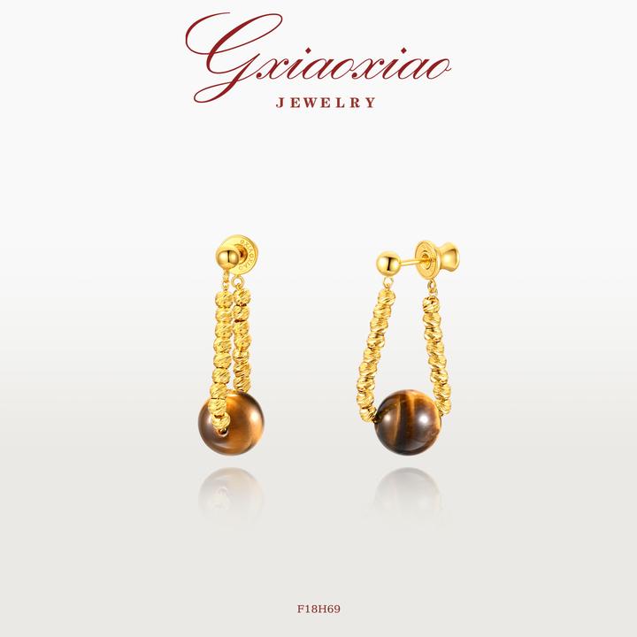 G XIAOXIAO 镀K金耳饰 气质复古美拉德风通勤百搭流苏耳环 F18H69