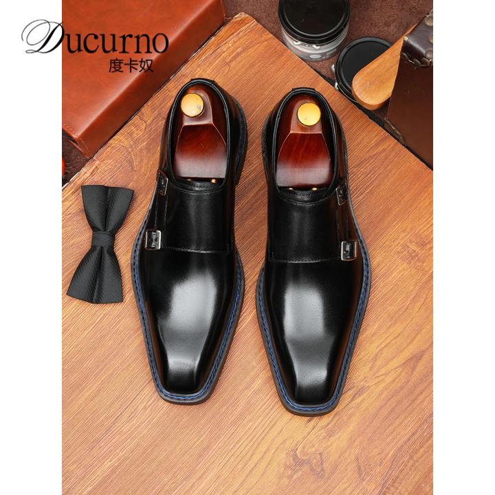 2025新款商务正装皮鞋男款年轻人新郎结婚鞋孟克鞋高级感搭扣男鞋