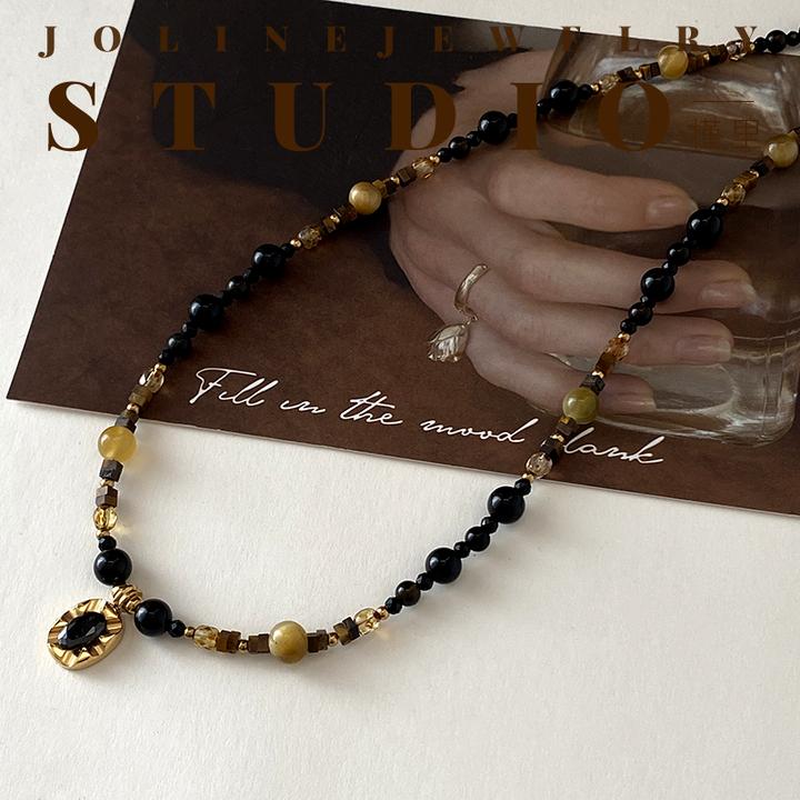 「未晚」黑色串珠项链复古高级轻奢百搭锁骨链配饰