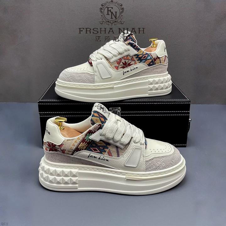 法莎尼亚板鞋男款秋季新款高级感痞帅时尚刺绣厚底增高运动休闲鞋