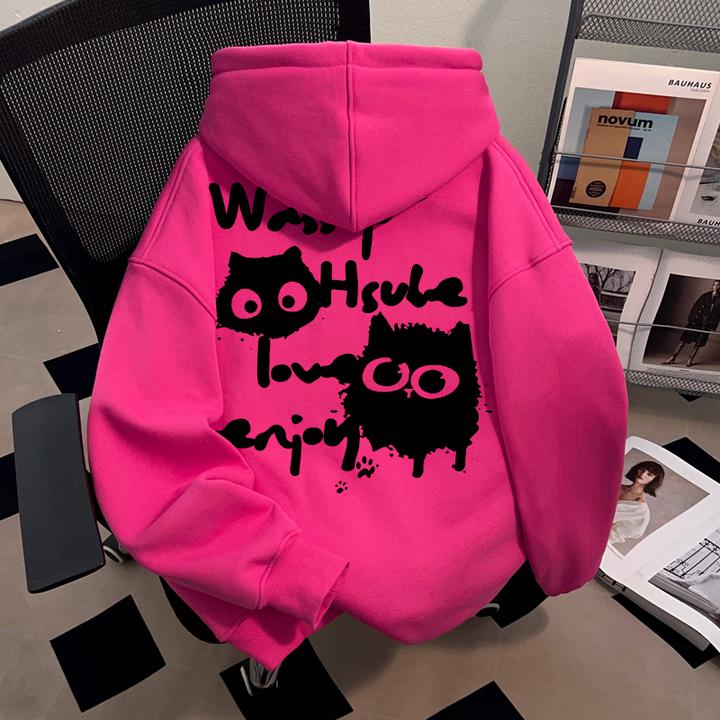 WASSUP HSUBE美式趣味潮流套头连帽卫衣小众百搭ins慵懒宽松上衣