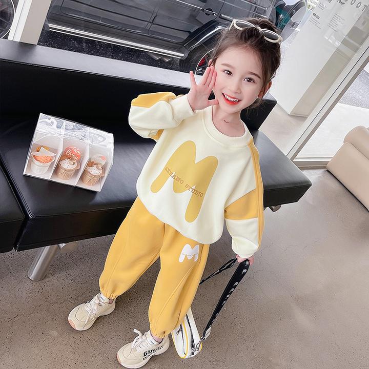 女童套装2025新款春季女孩韩版洋气时髦拼色两件套女宝宝小童春装