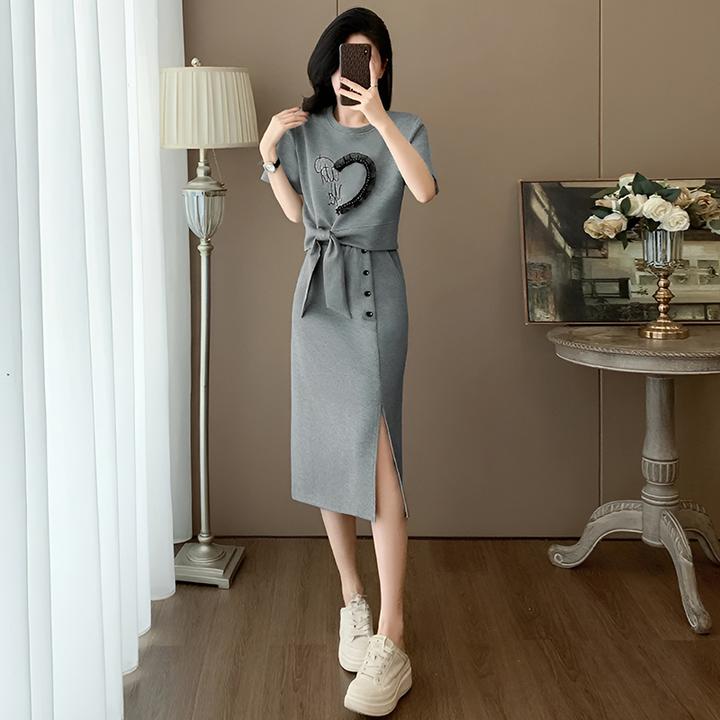 高含棉小个子运动服套装女2026年夏季新款不规则上衣半身裙两件套