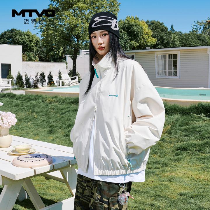 立领休闲夹克2025年秋季新款男女同款美式潮牌高街撞色夹克外套