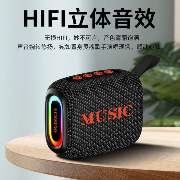 鲁仕无线蓝牙音箱小型便携式超重低音家用户外大音量防水音箱dsp