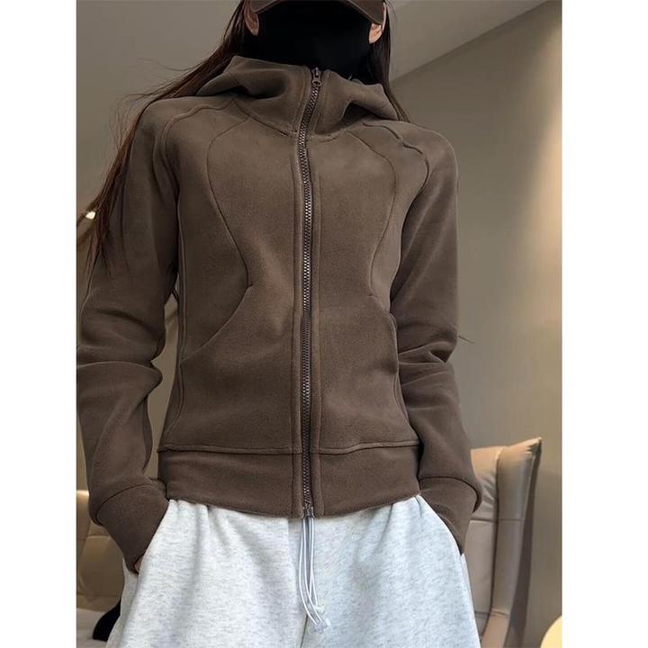 摇粒绒外套女秋冬季2026新款加绒加厚修身卫衣冲锋衣抓绒内胆上衣