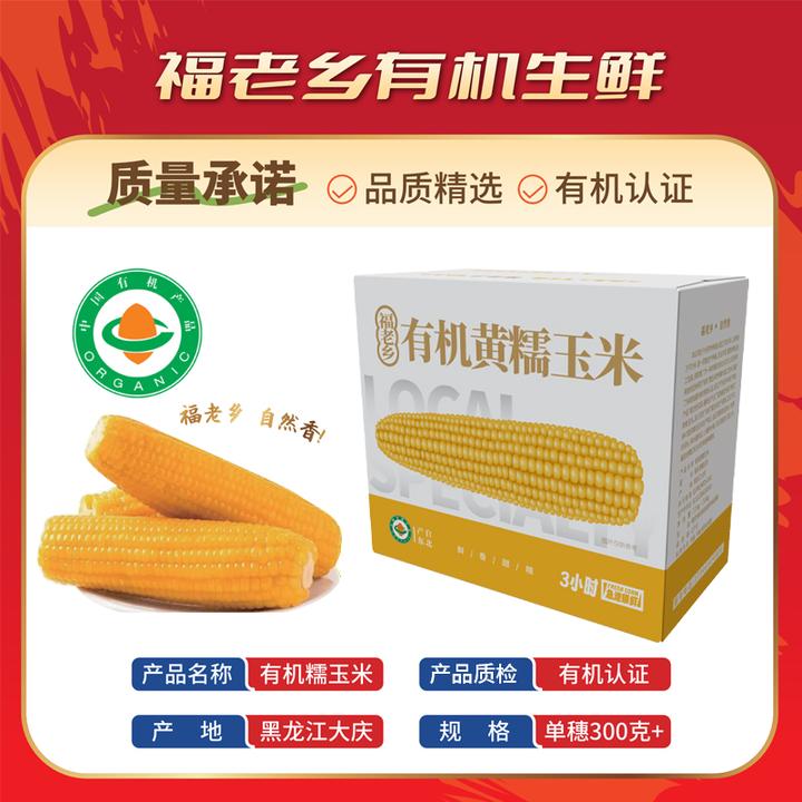 2025头茬福老乡有机糯玉米东北粘玉米软糯香甜有嚼劲真空包装