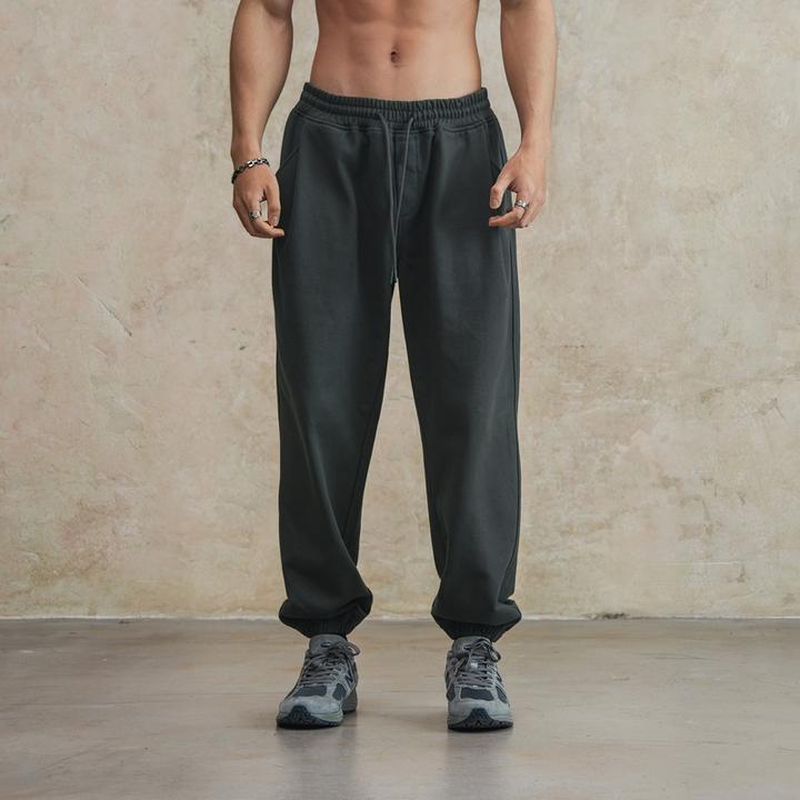 鹿家门宽松休闲束脚大码卫裤男士运动健身休闲裤基础百搭训练长裤