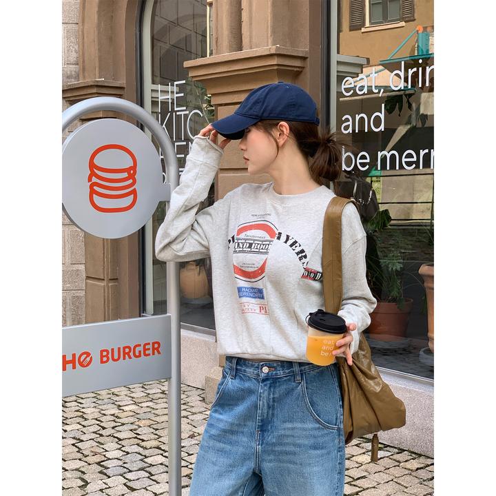 PH《拼图游戏》潮流时尚拼接剪裁薄款休闲百搭印花套头卫衣PH5038