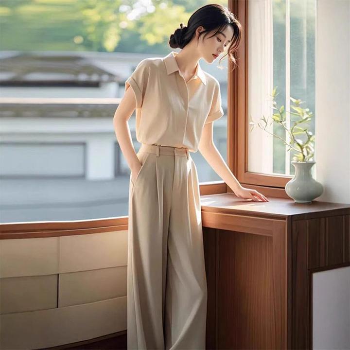 2024新款冷淡系高级感干练气质时尚职业衬衫裤子两件套装女装夏