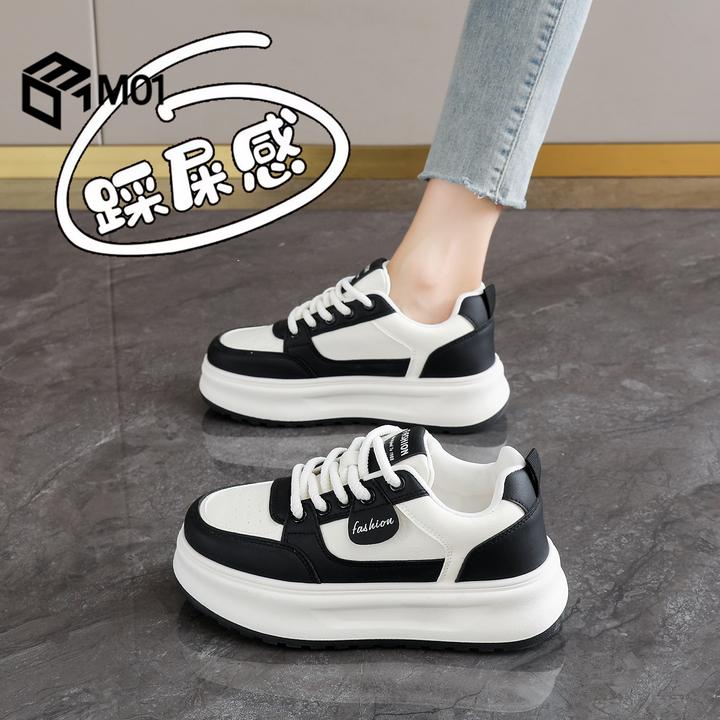 M01女鞋小白鞋子2025新款秋季厚底百搭运动鞋软底不累脚休闲板鞋