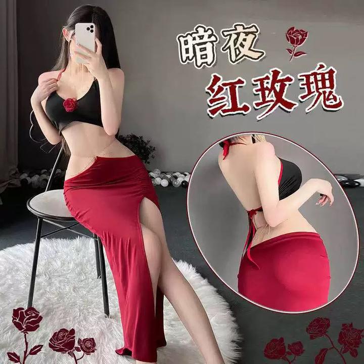 【不正经】性感纯欲美背吊带包臀睡裙高开叉设计约会神器