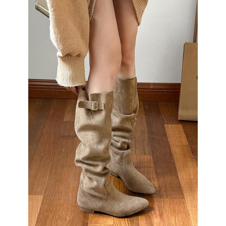 【官网小C&K旗舰店】香港小众覆古堆堆靴女2025新款法式显瘦高筒