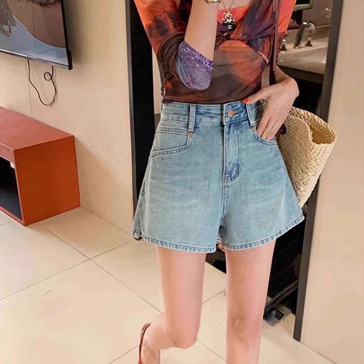 韩系牛仔短裤女款2025新款高腰显瘦大码胖mm小个子夏季薄款阔腿裤