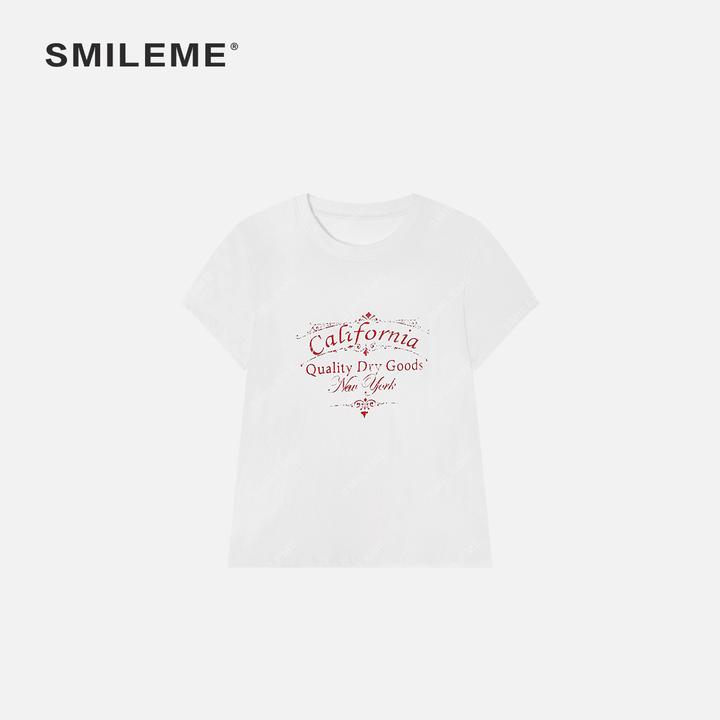 2-SMILEME【美式街头】夏季穿搭时尚印花简约百搭美式街头风短袖T恤