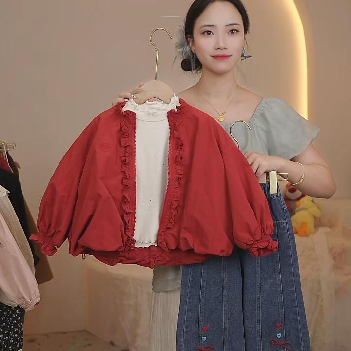 SC508女童秋季洋气外套上衣牛仔裤2025新款套装三件套
