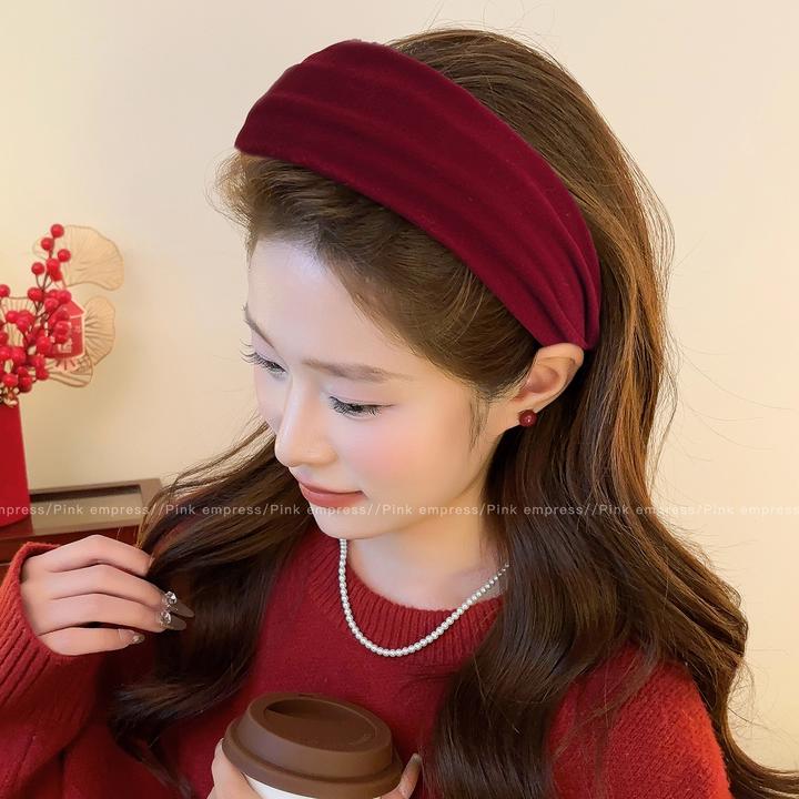 新年红色宽边发箍女秋冬高颅顶洗脸压发头箍发卡洋气时尚发捆头饰
