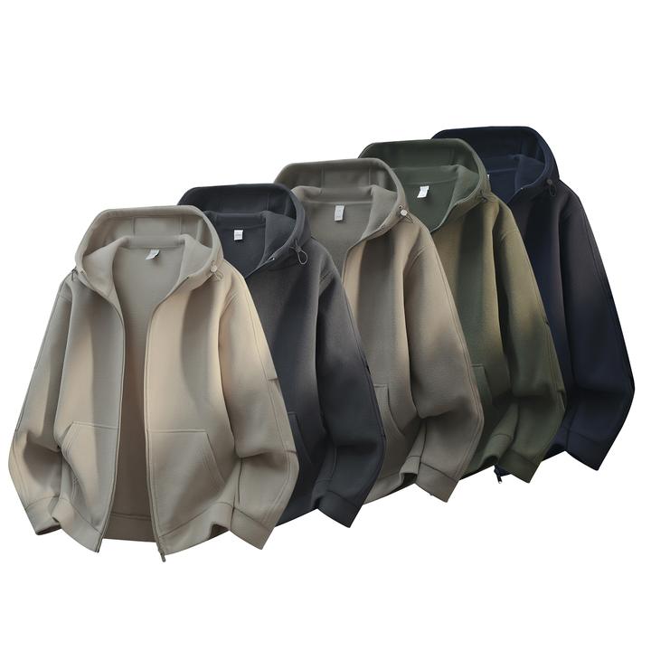 秋冬设计师款3D立体裁剪糯米绒加厚连帽潮简约男生摇粒绒外套2560