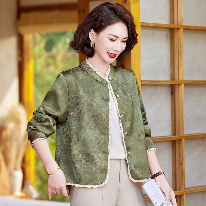 新中式妈妈春装洋气外套2025新款中老年国风小衫阔太太春秋上衣女
