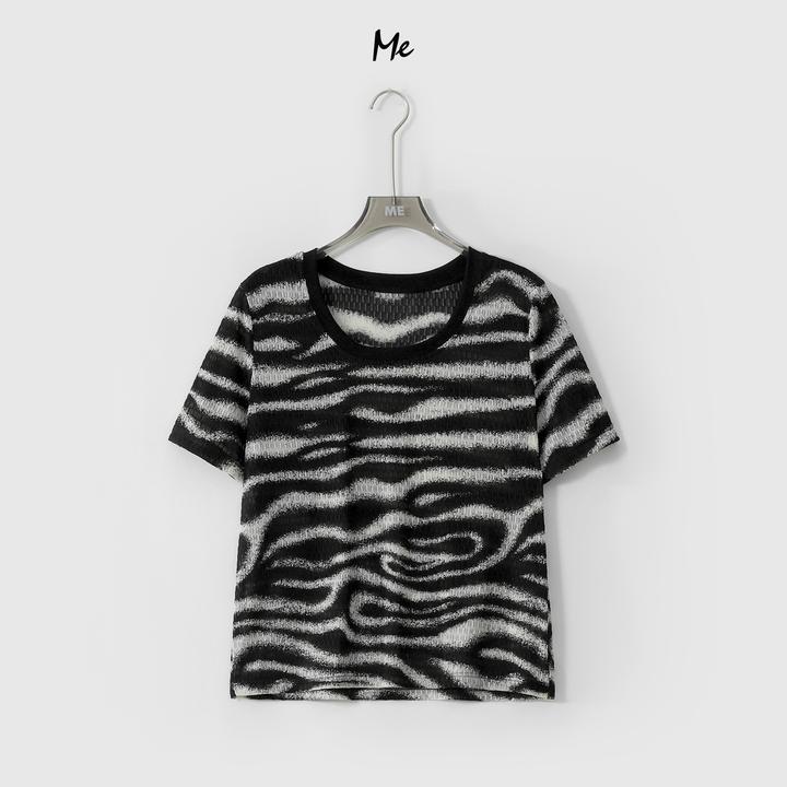 ME【斑马T】艺术印花Q弹冰滑透气显瘦时尚百搭休闲短袖T恤MESS4971