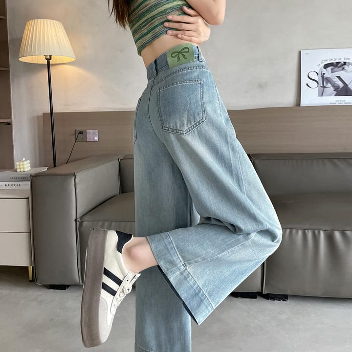 八分复古牛仔裤宽松直筒裤2025年新款女夏季薄款阔腿裤小个子九分