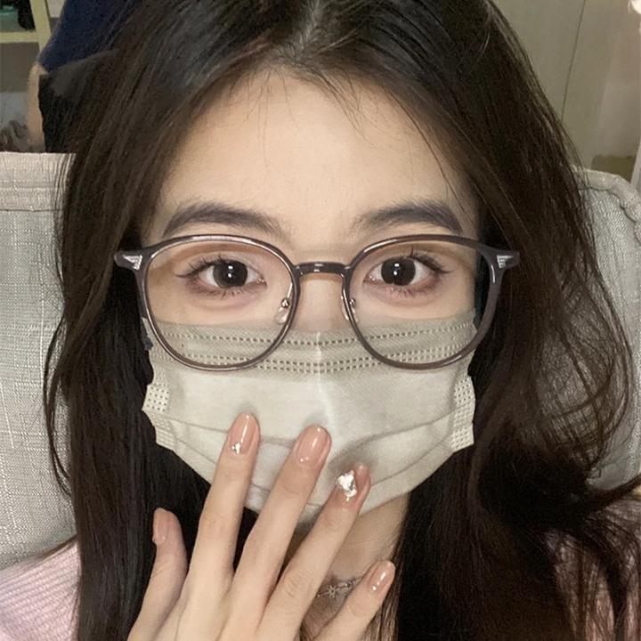 韩版冷茶色素颜神器眼镜框女潮超轻方圆脸眼镜近视可配度数显脸小