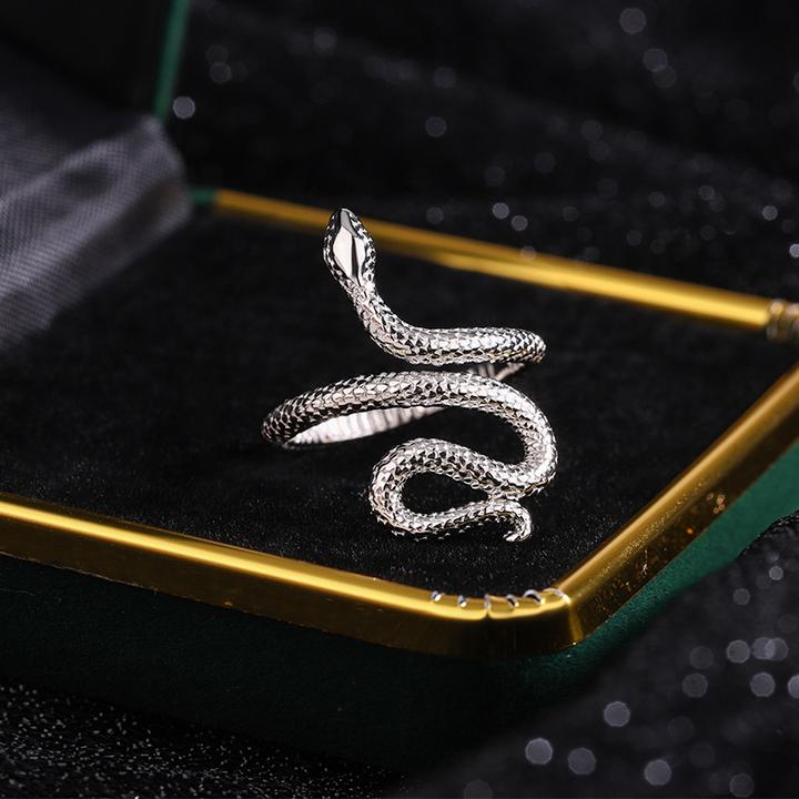 足银戒指 轻奢气质灵蛇戒指女百搭小众简约可调节冷淡风开口指环
