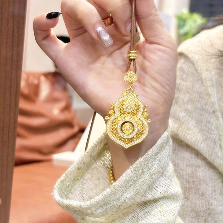 铜合金项链 新中式人生四美镂空花丝葫芦项链时尚轻奢气质毛衣链