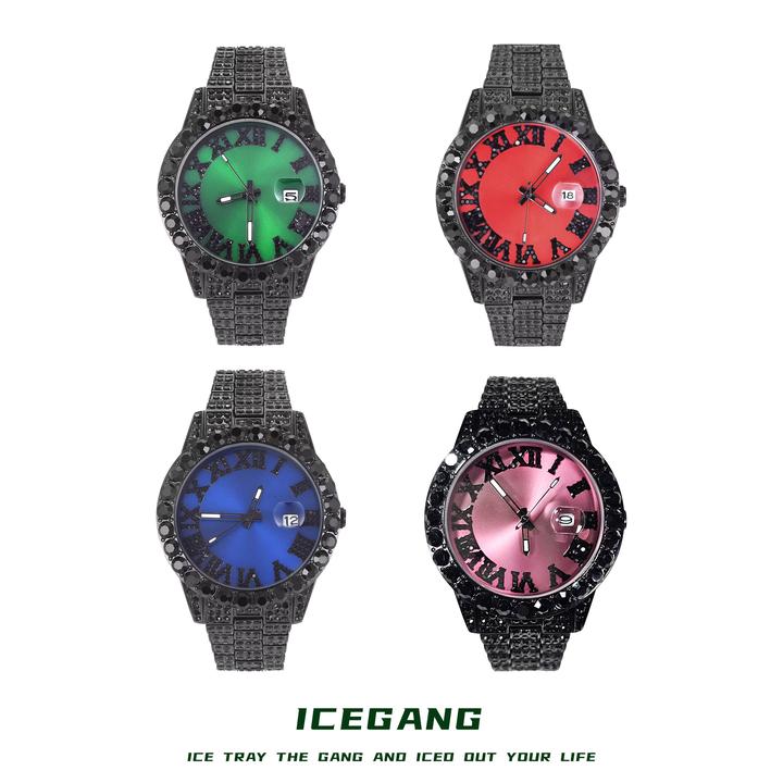 ICEGANG罗马数字满钻腕表男女款手表轻奢男生手腕配饰潮流个性