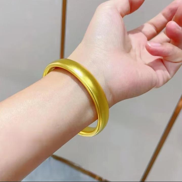 足银手镯 女款轮胎足银手镯时尚气质素圈经典磨砂精美