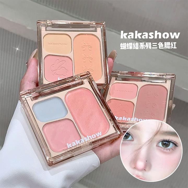 kakashow三色腮红韩系粉嫩哑光腮蓝膨胀瘦脸收缩色推荐腮红膏