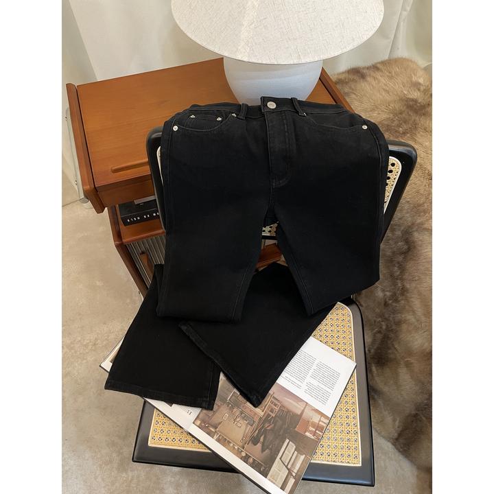 BIG WHITE REMADE“腿精裤”【加绒款】微喇时尚德绒牛仔喇叭裤V10971