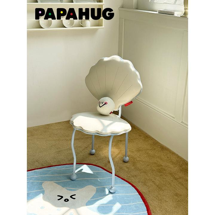 PAPAHUG 贝壳椅化妆椅餐椅铁艺椅读书椅休闲椅凳子靠背梳妆台椅子