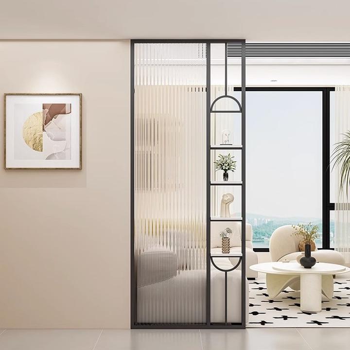 轻奢艺长虹玻璃屏风半墙办公室玻璃隔断新中式屏风柜卧室简约遮挡