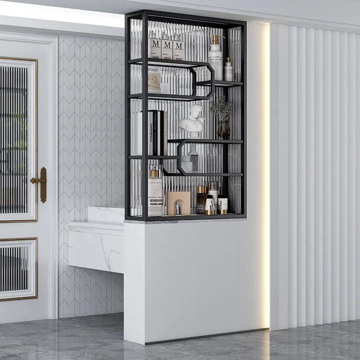 卫生间半墙长虹玻璃隔断玻璃屏风大气入门屏风聚财屏风置物隔断板