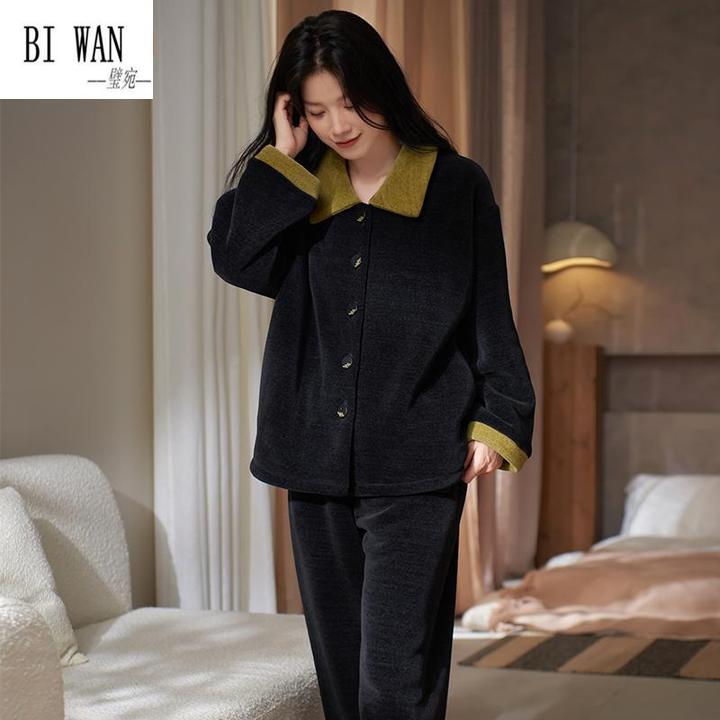 新款冬季睡衣女2024年新款一体绒家居服加厚加绒珊瑚绒可外穿套装