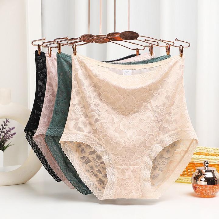 蕾丝高腰收腹内裤女抗菌档女士大码收小肚子提臀无痕性感内裤