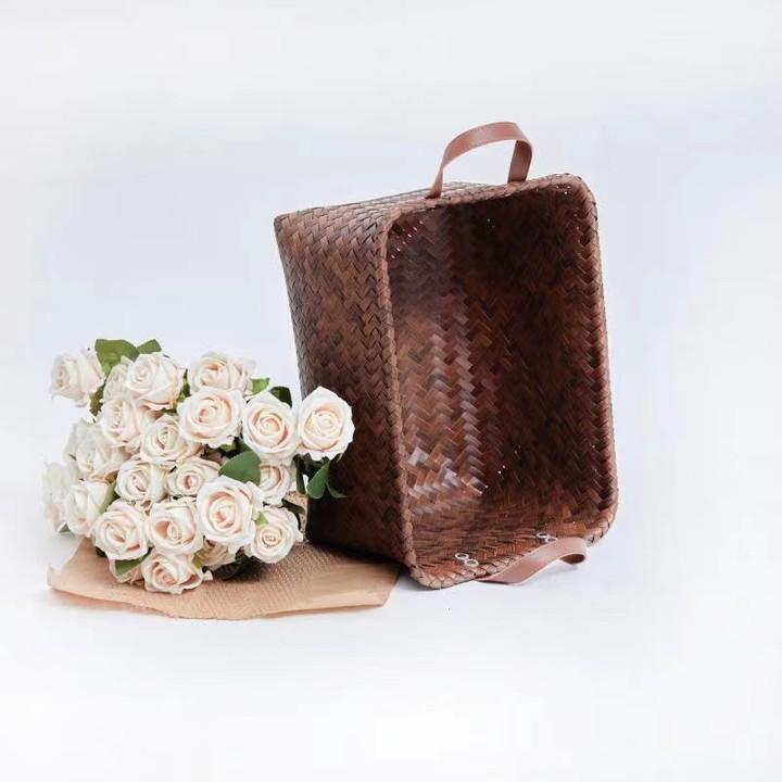 内衣收纳手工编织收纳筐美式高级仿藤编简约复古脏衣篓篮创意陈列