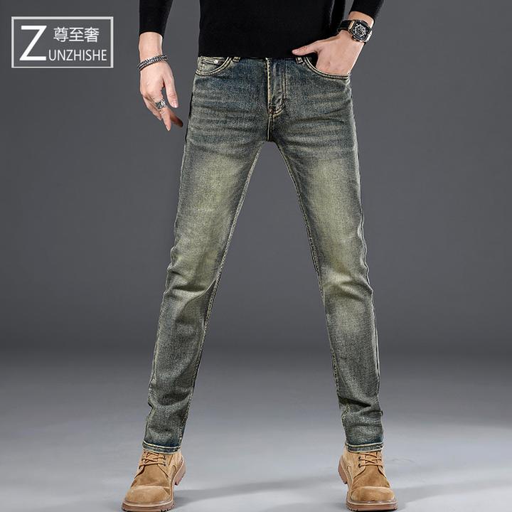 尊至奢【黄昏部落】复古怀旧牛仔裤男直筒潮流修身青年韩版休闲长裤