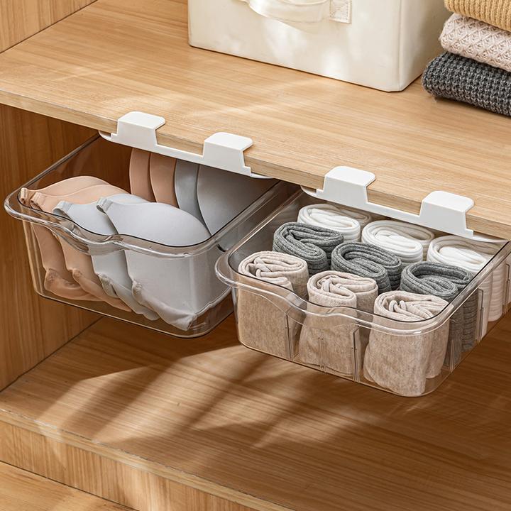 凤全抽屉式内衣裤袜收纳盒袜子整理箱衣柜透明分格家用整理收纳盒
