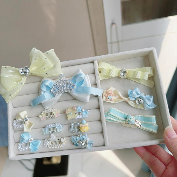 宠物发夹黄蓝色系蝴蝶结狗狗夹子碎毛bb夹约克夏马尔济斯泰迪发卡