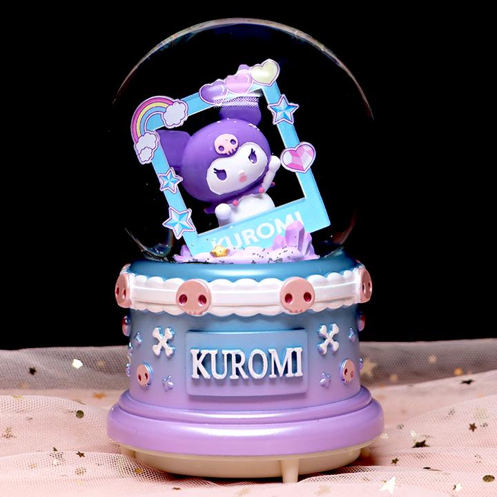 库洛米水晶球音乐盒发光旋转八音盒飘雪桌面摆件女生日礼物高级感