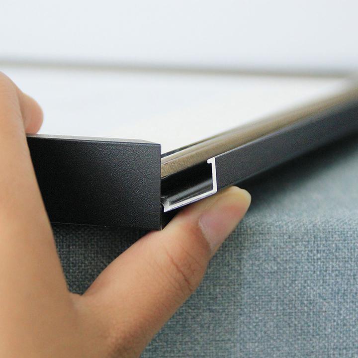 龙慧简易开启式简约现代黑色铝合金相框7寸8寸10寸摆台A4A3挂墙