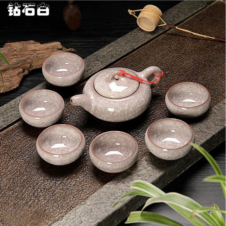 七彩冰裂釉茶具 功夫茶具套装可印logo 厂家供应开片裂纹茶具