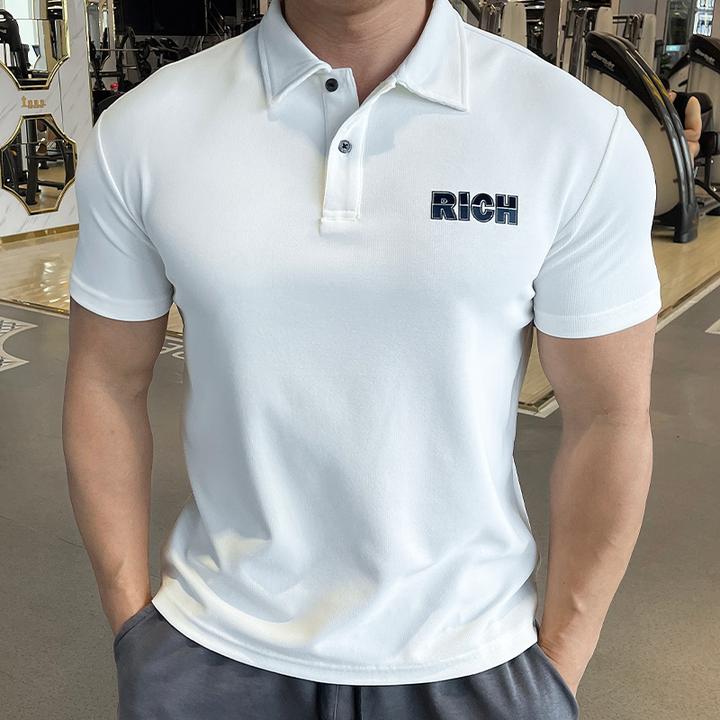 夏季新款运动健身教练工服修身休闲POLO衫肌肉男短袖poloT恤翻领