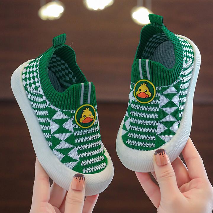 小黄鸭春秋款儿童休闲鞋男童防滑飞织鞋女童软底透气一脚蹬宝宝鞋